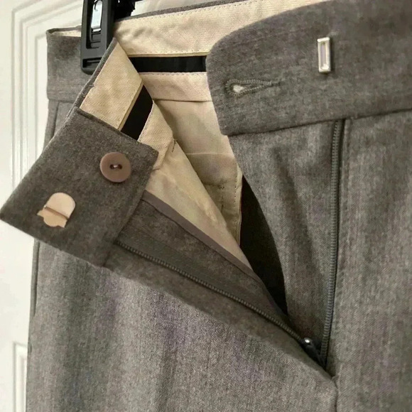 Size 2 Gray THEORY Wool Trouser Pants with Pleats, Used, See Photos - Picture 6 of 11